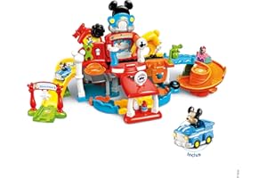 VTech - Tut Tut Bolides Disney, Le Magi-Garage Interactif de Mickey avec Voiture Pick-Up Magique de Mickey Mouse, Garage Voitures, 7 Zones Magiques, Cadeau Enfant de 1 An à 5 Ans - Contenu en Français