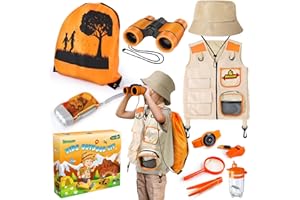 YOPINSAND Set da esplorazione per Bambini, con Gilet, Cappello, Zaino e binocolo, Giocattolo da Esterno per Bambini, Ragazze e Ragazzi