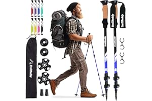 TrailBuddy Bastoncini da trekking- Bastoncini da passeggio telescopici per uomo e donna - Estensibili 62-137 cm - Bastoncini da trekking ultraleggeri in alluminio 7075-1 paio