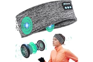 ZGZ Sleep Headphones Bluetooth Headband, Wireless Sports Headphones with Ultra Thin and Soft Sponge Stereo Speakers Headphone Headband for Sleeping, Travel, Running, Meditating (Grey)