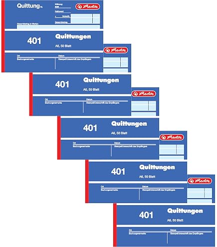 Herlitz 886622 Quittungsblock A6, 2 x 40 Blatt, selbstdurchschreibend, 10 Stück (2 x 50 Blatt | 5er Packung Herlitz 886622 Quittungsblock A6, 2 x 40 Blatt, selbstdurchschreibend, 10 Stück (2 x 50 Blatt | 5er Packung
