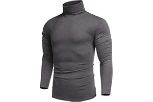 COOFANDY Maglia a Collo Alto Uomo, Manica Lunga in Cotone, Pullover Slim Fit Basic, T-Shirt a Maniche Lunghe Tinta Unita