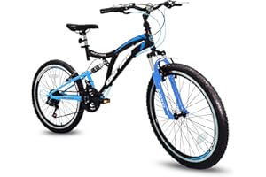 GERONI Hunter 26'' Pollici Bicicletta Bici MTB Mountain Bike BIAMMORTIZZATA Cambio Shimano 21 Velocita' Freni V-Brake