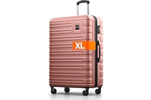 Travely Valise en Polycarbonate, Taille XL, 77 cm, Volume intérieur 100 L, Dimensions 158 cm, Valise à Coque Rigide très Robuste avec roulettes Souples et Serrure TSA, Valises, Valises à roulettes