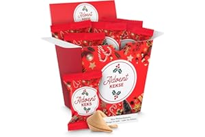 SCHÖNE GÜTER Glückskekse Weihnachten Adventskalender Füllung 9 Glücks Kekse Adventskalender zum Befüllen mit Lebkuchengeschmack Fortune Cookies im Display Nikolaus Geschenk Wichteln Geschenk Geschenkverpackung