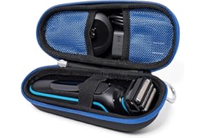 Nincha Custodia per rasoio elettrico Braun Series 3, 5, 7, 9, custodia rigida da viaggio in EVA con vano caricabatterie, custodia protettiva per il trasporto con moschettone, nero e blu