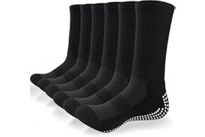 TANSTC Grip Socks Football Anti-Slip Sports Socks for Men Women Cushion Comfortable Socks with Anti-Blister Rubber Pads for Basketball Rugby Running Yoga Walking Hiking 3 Pairs