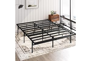 Zinus Justin Somier 135x190 cm - Altura 36 cm - Base Cama Matrimonio en Acero - Láminas de Metal - Montaje Fácil- Espacio de Almacenamiento - Negro
