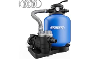 MONZANA® Système de filtre à sable 13.200l/h 600W piscine 58.000L pompe préfiltre auto-amorçage Ø32-38mm vanne 7 voies pompe filtre a sable 27kg