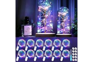 HELESIN Łańcuch świetlny na baterie, 2 m, 12 sztuk, 20 diod LED, mini łańcuch świetlny z baterią (34 x CR2032), wodoszczelny, mały łańcuch świetlny na imprezę, Boże Narodzenie, Halloween (wielokolorowy)