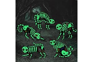 OuMuaMua 5Pcs Halloween Cat Yard Sign Stakes for Outdoor Decorations Glow in the Dark Cat Skeleton Silhouette Sign for Spooky Halloween Yard lawn Patio Garden Decoration Supplies