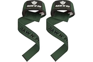 RAW N' FIT MAKE YOURSELF A PRIORITY Raw N' Fit® Lifting Straps, Powerlifting, Straps Gym, Correas de Levantamiento Acolchadas, Black Wrist Straps, Agarres Gym para Hombres y Mujeres, Peso Muerto