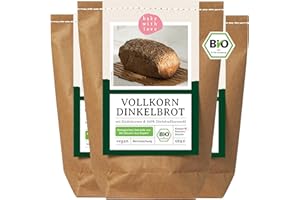 Bio Dinkel Brotbackmischung Vollkorn Dinkelbrot - 100% Bio-Vollkornmehl aus Bayern - Saatenbrot ohne Weizen - für Brotbackautomat & Ofen - Brot backen - Bake with Love - 3er Pack