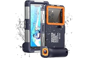 EZANMULL Unterwasser-Tauchgehäuse für iPhone, Samsung Galaxy, Huawei Xiaomi Redmi Smartphones, Professioneller Schutz [15m/50ft], wasserdichte Hülle für Schnorcheln, Surfen, Fotos & Videos (Blau-Orange)