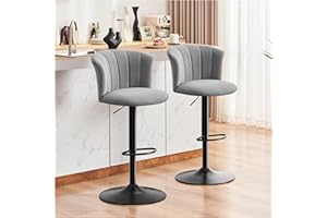 ‎STOOLINK STOOLINK Barhocker 2er Set Höhenverstellbar Barstuhl Seidensamtstoff, Tresenhocker 360° Drehbar, Barhocker Mehrzweck mit Lehne für Küche, Esszimmer, Einfacher Aufbau, Grau