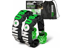 Rhino USA Synthetic Soft Shackle Rope (2-Pack) - 1 cm x 56 cm (14.243 kg Min Break Strength) Offroad Soft Shackle Recovery Kit for Truck, UTV, ATV - Compatible With Jeep, Toyota, Ford & More!