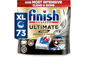 Finish Dishwasher Tablet, Ultimate Plus Infinity Shine, 73 Detergent Tablets, Fresh Scent, Tough on Grease, for Our Most Intensive Clean & Diamond Shine, Effective for Short Eco Cycle