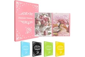 MUFEKUM Diamond Painting Album, A3 Diamond Painting Mappe Mit 60 Klarsichthüllen, Diamond Painting Buch Aufbewahrung Folder für Diamant Malerei Bilder, Diamond Painting Zubehör (Rosa)