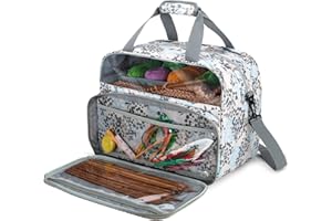 Teamoy Borsa per Lavoro a Maglia, Borsa da Trasporto per Filati, Organizer per Lana Gomitolo, con Tasche per Ferri da Maglia, Uncinetto e Altri Accessori, Dente di Leone(Solo Borsa)