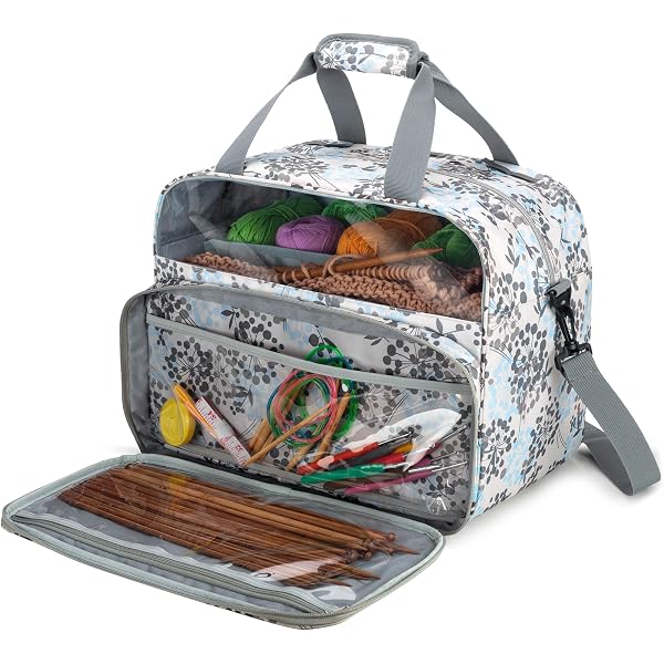 Coopay Sac à Tricoter Grand Avec Compartiment Aiguilles - Sac Rangement Laine Et Accessoires