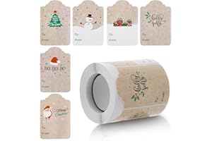 ABEILLO 300 sztuk naklejek na Boże Narodzenie, 2 x 7 cm, naklejki na prezenty świąteczne, samoprzylepne, na Boże Narodzenie, dekoracja na etykiety, torebki papierowe