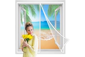 JXLQFA Magnétique Moustiquaire Fenêtre d'écran magnétique 115x95cm avec rideau en maille, maille d'insecte moustiquaire de porte pour porte de salon, balcon, couloir Blanc Renforcés