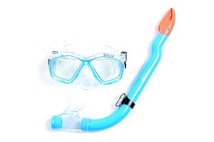 Two Bare Feet Snorkel and Mask PVC Diving Set – (Kids) Snorkeling Gear with Anti-Leak Design, Comfortable Fit, Clear Vision Lens, and Adjustable Straps for Diving, Swimming & Watersports