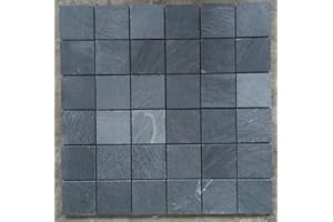 ESTILE MOSAICO Mosaik Matte Schiefer Anthrazit 30x30 cm 8 mm matt Naturstein Fliesen Schwarz M040