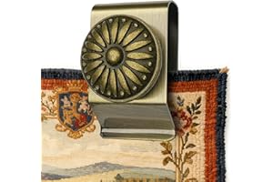 DOSELVES Tapestry Wall Hanging Clamps 4PCS 1.2x2.0 Textile Art Decoration Hangers Metal Clips for Hanging Rugs Carpet Display (Antique)