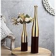 Decor De Masion Handcrafted Set of Champagne Bottle Metal Flower Vase for Home Decor Table Decor Vase for Living Room and Bedside Corner (20 inch / 12 inch)