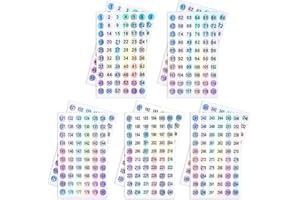 Molain 1-300 naklejek z cyframi, 10 arkuszy, samoprzylepne, wodoodporne, okrągłe naklejki, odblaskowe, laserowe, numerowane etykiety do przechowywania/organizowania