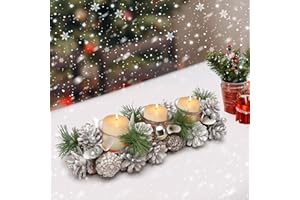 RANJIMA - Portacandele a forma di corona dell'avvento in legno, portacandele per lumini, per Natale e autunno, portacandele dell'Avvento, decorazione natalizia moderna per tavolo e soggiorno