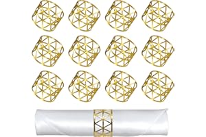 QH-SHOP Anelli di Tovagliolo in Metallo 12 Pezzi Anello Portatovaglioli Rotondi per Matrimoni, Cena, Compleanni Feste Decorazione da Tavolo (Oro)