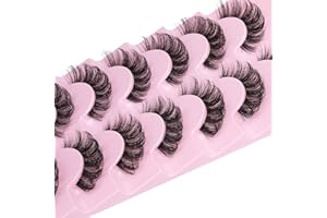 Goddvenus Lashes Natural Look Curly Eye Lashes Strip That Look Like Extensions 16mm Clear Band Fluffy Fake Eyelashes D Curl 3D Short Volume Cat Eye Lashes Pack 7 Pairs