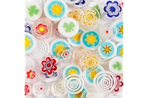 LUSSO LIA Coloured Glass Millefiori Pebbles Mosaics for Arts and Crafts 50 Grams (White)