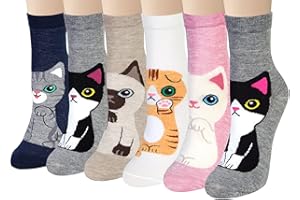 Chalier Cozy 6 par damskich skarpet z kotem psem, nowość skarpety ze zwierzętami, zimowe, ciepłe, zabawne skarpetki, prezenty świąteczne dla kobiet, różowy, rozmiar uniwersalny