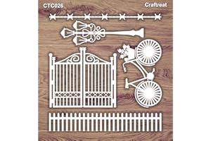 CrafTreat Reusable Laser Cut Chipboard Embellishments for Scrapbooking - Gate and Fence - 5.5X6 Inches - Bicycle Embellishments for Crafting - Lasercut Chipboard Gate Craft Embellishments