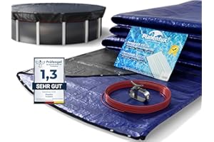 Planenfux® Pool Winterabdeckung rund für Ø 550 cm Pools (500-550 cm) | 2-in-1 Pool Abdeckung rund aus 200g/m² PE Material | UV-resistente Sommer & Winter Solar Pool Abdeckplane | Ø610cm Poolplane rund