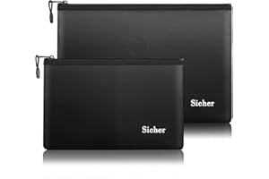 VEMINGO Feuerfeste Tasche 2er Set | Feuersichere Wasserabweisend Dokumententasche Hülle Beutel Behälter für A4 Dokumente Passport Bankdatei Geld Wertsachen | aus Hochwertigem Silikon Fiberglas