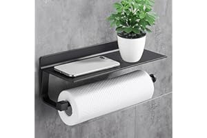 Wopeite Portarotolo di carta da cucina Portarotolo da cucina senza trapano Portarotolo di carta da cucina Portarotolo di carta igienica in alluminio Cucina Bagno Nero