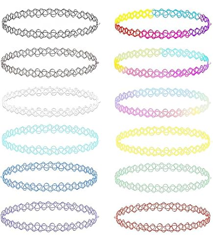 IERCZA collana elastica 12 pezzi, set catena girocollo,collana arcobaleno collane girocollo gioielli moda bigiotteria per ragazze ragazze bambini donne in gomma elastica,plastica