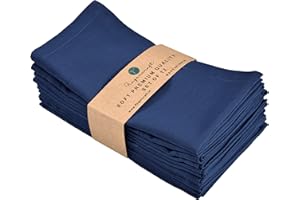 FINGERCRAFT Dinner Cloth Napkins, Cotton Linen Blend Fabric 12 Pack Easter Special Premium Quality, Mitered Corners for Every Day Use Napkins are Pre Shrunk and Good Absorbency Navy Blue