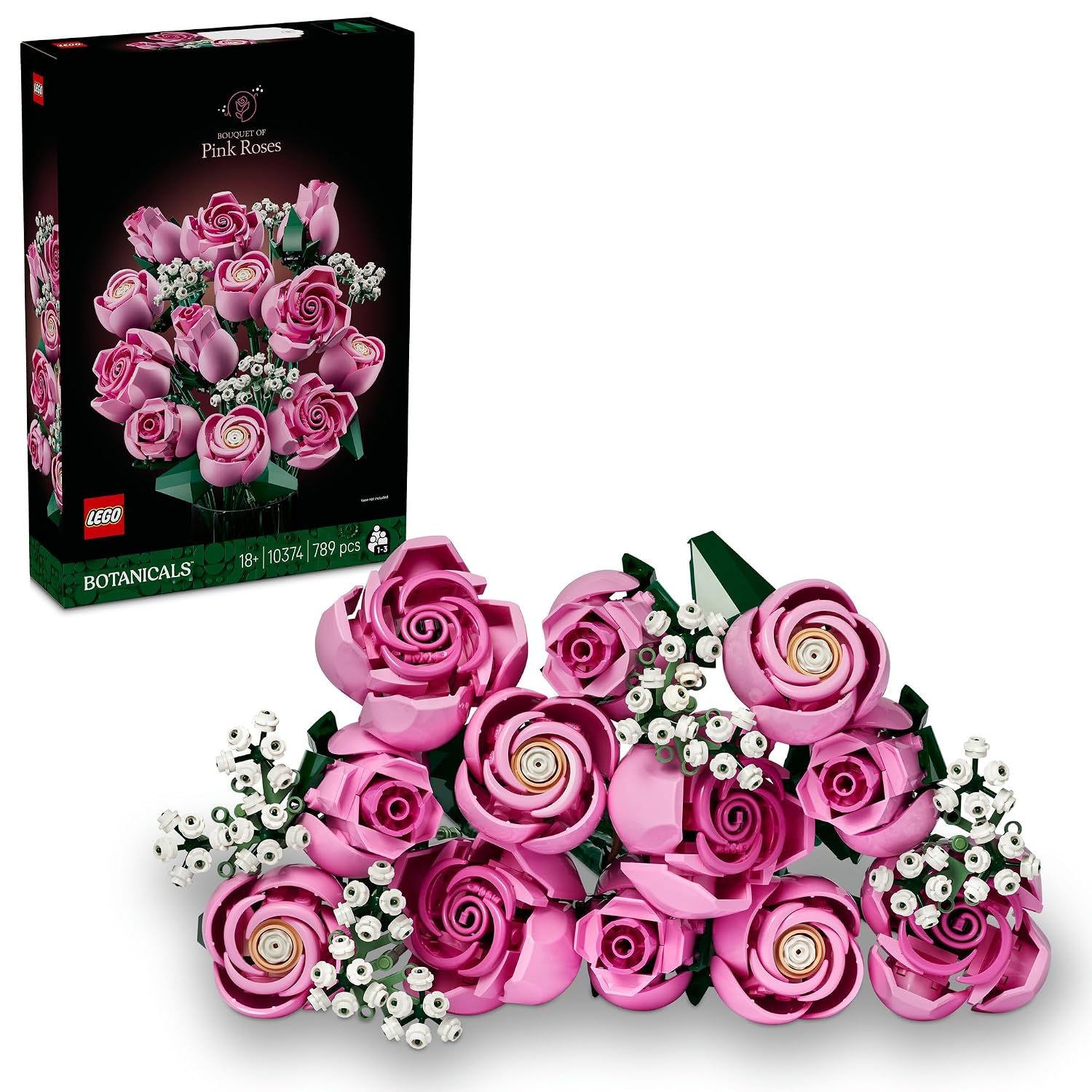 LEGO Botanicals Roze Rozenboeket Bouwpakket voor Volwassenen - Displaymodel Incl. Bloemen Figuur met Bewegende Poot, Goudmunt en Wensdecoraties - Cadeau-Idee voor Lentefestival - 10368