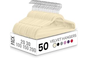 Utopia Home - Grucce in velluto - Antiscivolo e resistenti con barra per cravatte - Grucce salvaspazio per camicie, giacche e vestiti (Avorio, Confezione da 50)