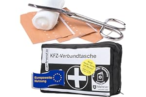 Cartrend 7730043 Kit de primeros auxilios, negro, DIN 13164, con manual de primeros auxilios