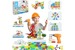 jerryvon Manualidades Juguetes Niños 3 4 5 Años 201 Puzzles 3D Herramientas Juegos Educativos con Taladro Eléctrico Juegos Mesa Montessori 3 4 5 Años para Regalo Niña Niños(con 8 Dinosaurios Puzzle)
