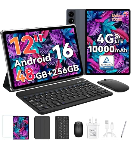 P12 Android 16 Tablets, 120Hz 2.4K 12 Inch Tablet with Gemini AI