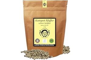 UNCLE SPICE® weißer Kampot Pfeffer - 120g Kampot Pfeffer weiß - Premiumqualität - ganze sonnengetrocknete Pfefferbeeren, weiße Pfefferkörner ganz, handverlesen für die Mühle
