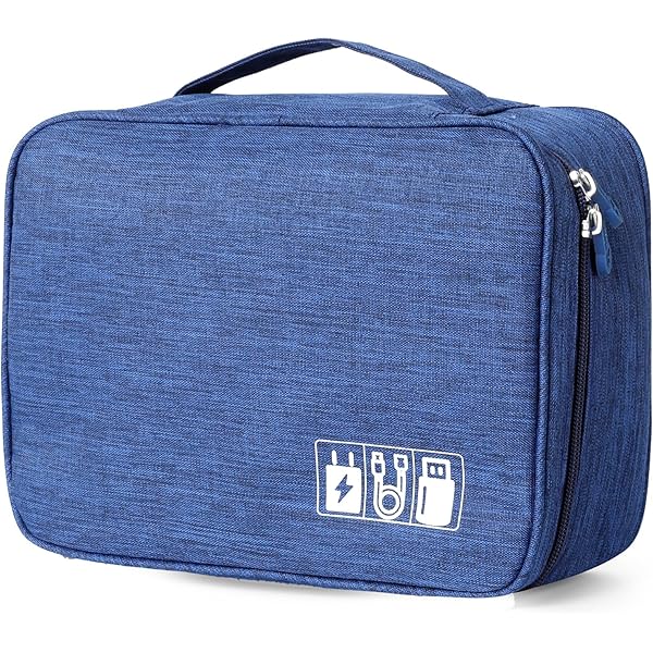 Borsa Organizer Per Cavi Elettronici - Multitasche, Impermeabile, Per Viaggi E Accessori (Blu Navy) - Foto 10