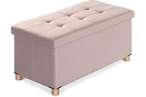 ‎BRIAN & DANY BRIAN & DANY Sitzbank mit Stauraum, Faltbar Sitzhocker mit Beinen, hocker mit stauraum, für Wohnzimmer Schlafzimmer, Khaki, 76 x 38 x 38 cm